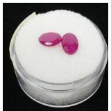 Pair of oval cut natural rubies, 2.5 cts. t.w.
