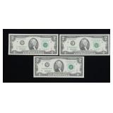 x3- $2 Federal Reserve notes, series of 1995,