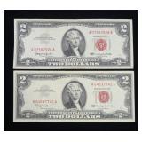 x2- $2 Red seal notes, series of 1963,