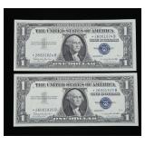 x2- $1 Silver certificate star notes, series of