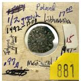 1492 Polish half groschen