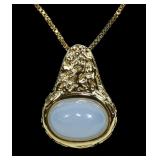 Sterling silver gold wash moonstone pendant with