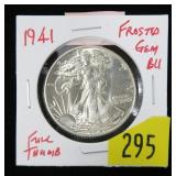 1941 Walking Liberty half dollar, frosted gem BU