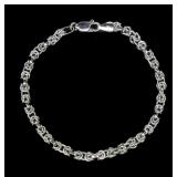 Sterling silver 7.5" fancy chain bracelet,