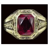 14K Yellow gold bezel set lab ruby men