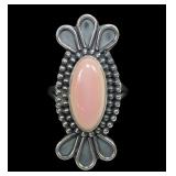 Sterling silver bezel set rose agate ring, size 7,