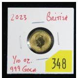 2023 British 1/10 oz. .999 Gold Proof