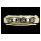 14K Yellow gold band ring with six round cut