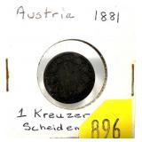 1881 Austrian kreuzer