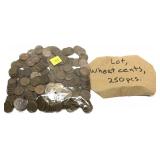 Lot, 250 wheat cents