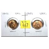 x2- 1947 Lincoln cents, Unc. -x2 cents -Sold by