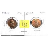 x2- 1942-S Lincoln cents, Unc. -x2 cents - Sold