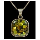 Sterling silver bezel set mother of pearl pendant