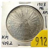 1908 Mexican 1 peso