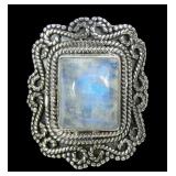 Sterling silver bezel set moonstone ring with
