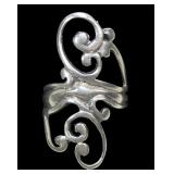 Sterling silver lacy wraparound look ring, size 6,