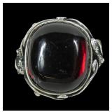 Polish sterling silver Royal Red amber ring,
