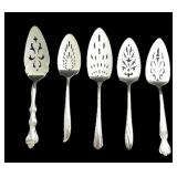 Lot, 5 silver plate Cake/Pie Servers: 2 Rogers,