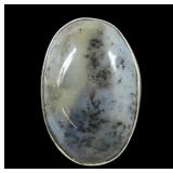 Sterling silver bezel set moss agate ring, out of