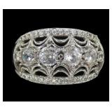 Tacori sterling silver domed lattice design CZ