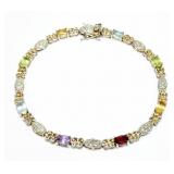 Sterling silver and gold wash 7.75" oval cut blue