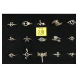 x15- Vintage sterling silver rings, -x15 rings,