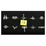 x10- Vintage sterling silver rings, -x10 rings,