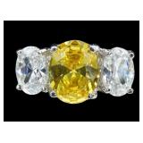 Sterling silver oval cut yellow and white CZ