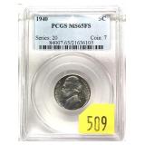 1940 nickel PCGS slab certified MS065, F. steps