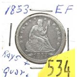 1853 Seated Liberty quarter
