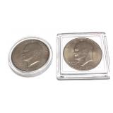 x2- Eisenhower dollars, mixed dates -x2 dollars,