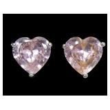 Swarovski pink crystal heart sterling silver post