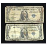 x2- $1 Silver certificates, series of 1935,