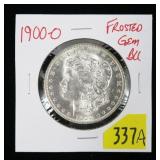 1900-O Morgan dollar, frosted gem BU