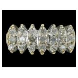 10K Yellow gold cathedral set 3-row diamond ring