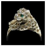 Sterling silver vintage figual leopard ring,