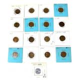 Lot, mixed date pennies, 13 pcs.