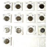 x13- Lot of BU nickels with Proof 1947-1969-S,
