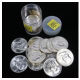 Roll of 1954-D Franklin half dollars, gem BU,