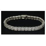 Sterling silver 7.25" diamond tennis bracelet,
