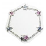Sterling silver 7.25" stars and crystals bracelet,