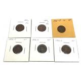 Lot of 6 1926-S Lincoln cents, 6 pcs.