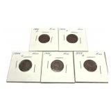x5- 1924-D Lincoln cents, -x5 cents, Sold by the