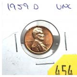1959-D Lincoln cent, Unc.