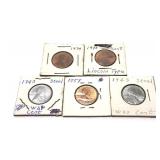 Lot of Lincoln cents, 5 pcs.