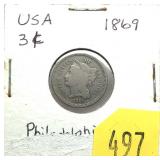 1869 3-cent nickel