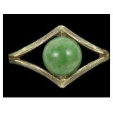 10K Yellow gold 6mm jade bead split shank ring,