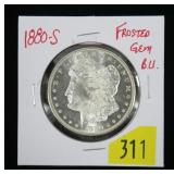 1880-S Morgan dollar, frosted gem BU