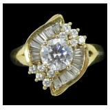 Sterling silver gold wash round and baguette CZ