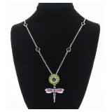 Sterling silver dragonfly pendant with